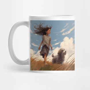 Windy Day to walk her dog Mug